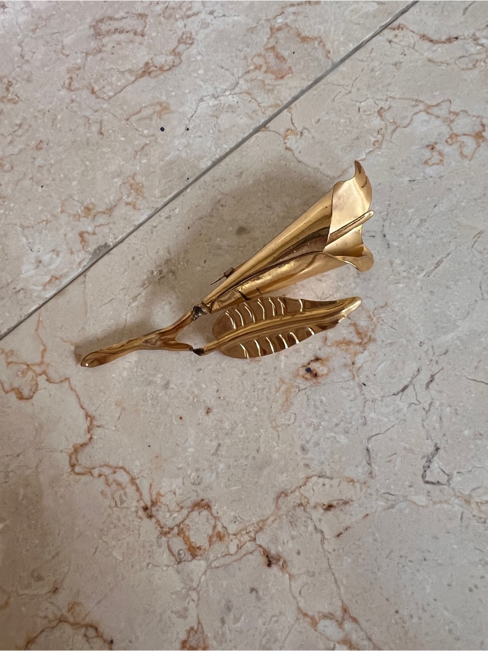 Vintage Gold Floral Calla Lily Brooch - Women Accessories